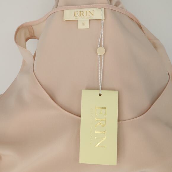 Erin Fetherston Dress Womens 10 Peach Chiffon Fringe Trim Skirt Side Zip New - Picture 14 of 16